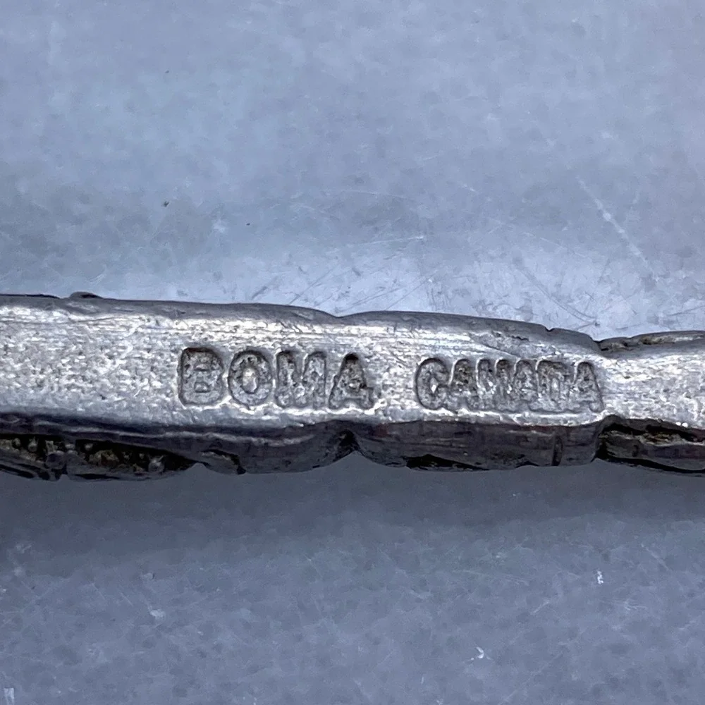 Vintage Boma Canada Totem Pole Souvenir Spoon Silver Pewter Indigenous Artisan